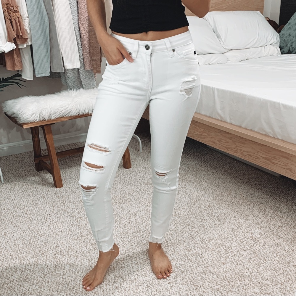 LAST 🆕 Troy - White Slit Denim